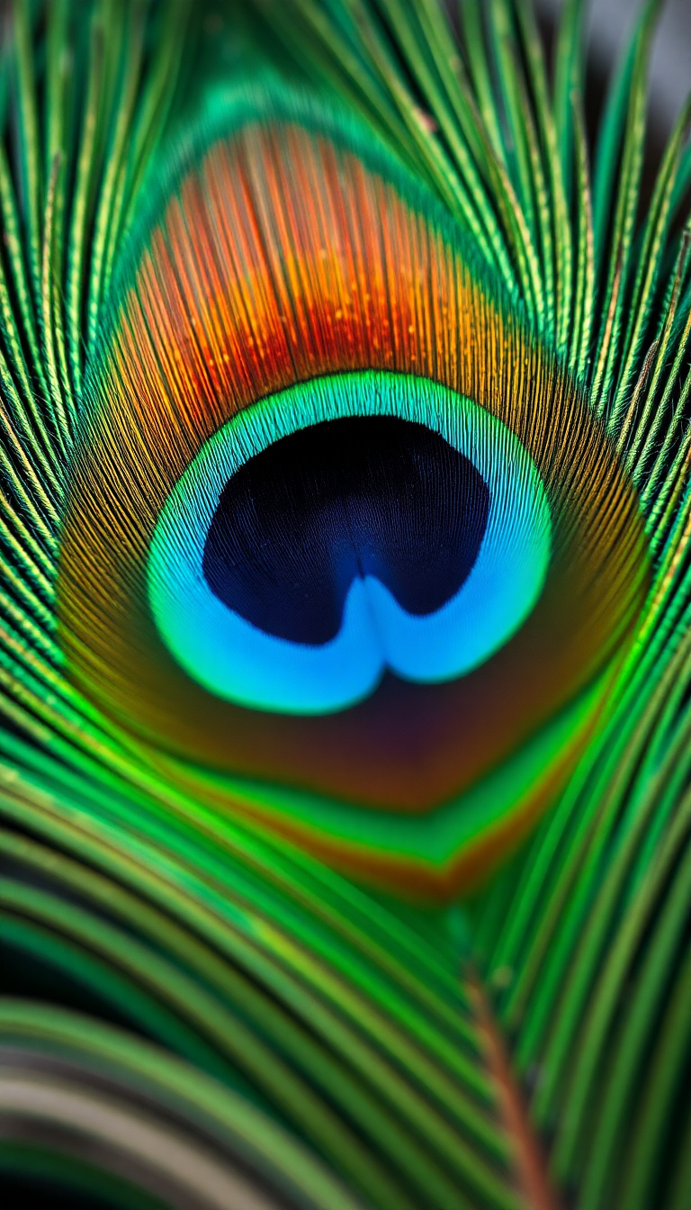 Peacock Feather Macro Iridescent Eye Photorealistic Wallpaper