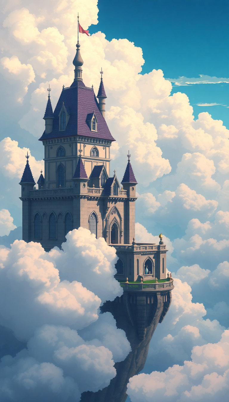 Studio Ghibli Style Floating Castle Anime Wallpaper