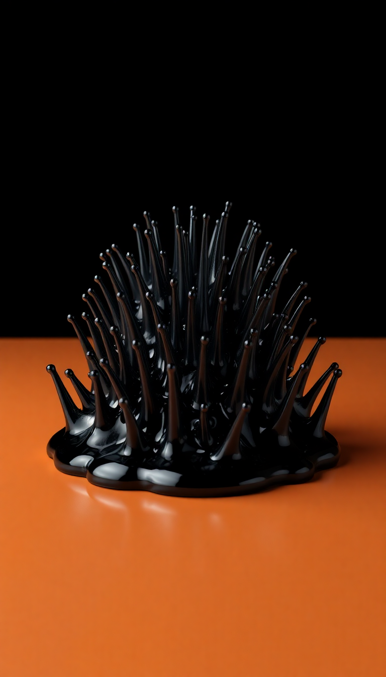 Ferrofluid Spikes Magnetic Sculpture Black Digital art Wallpaper
