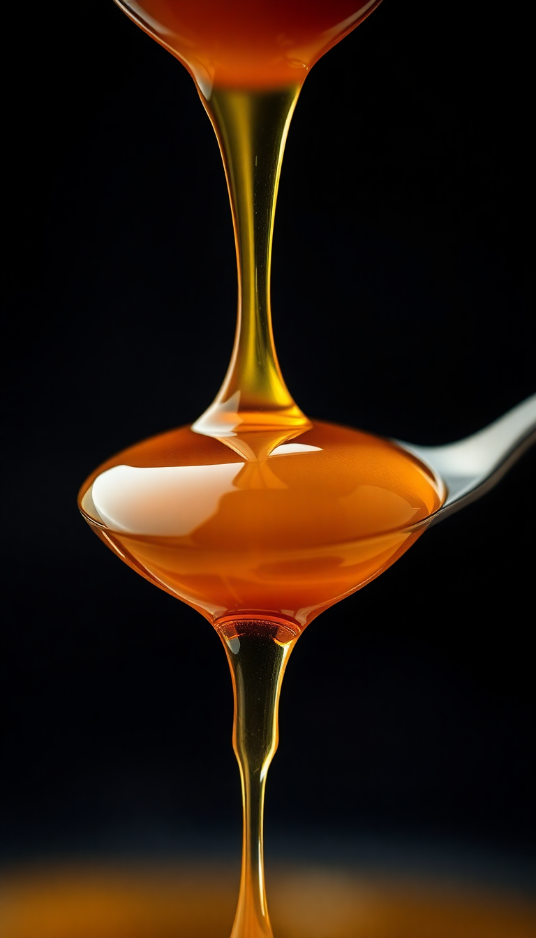 Honey Dripping From Spoon Golden Photorealistic Wallpaper