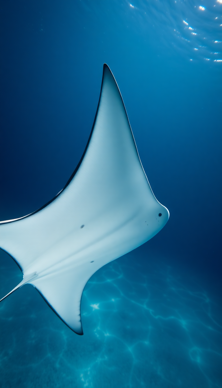 Manta Ray Gliding Graceful Underwater Photorealistic Wallpaper