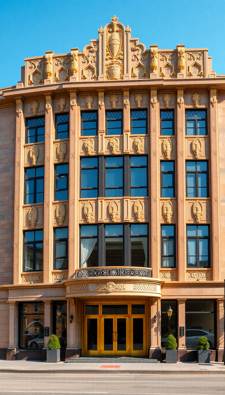 Art Deco Building Facade Geometric Photorealistic Wallpaper