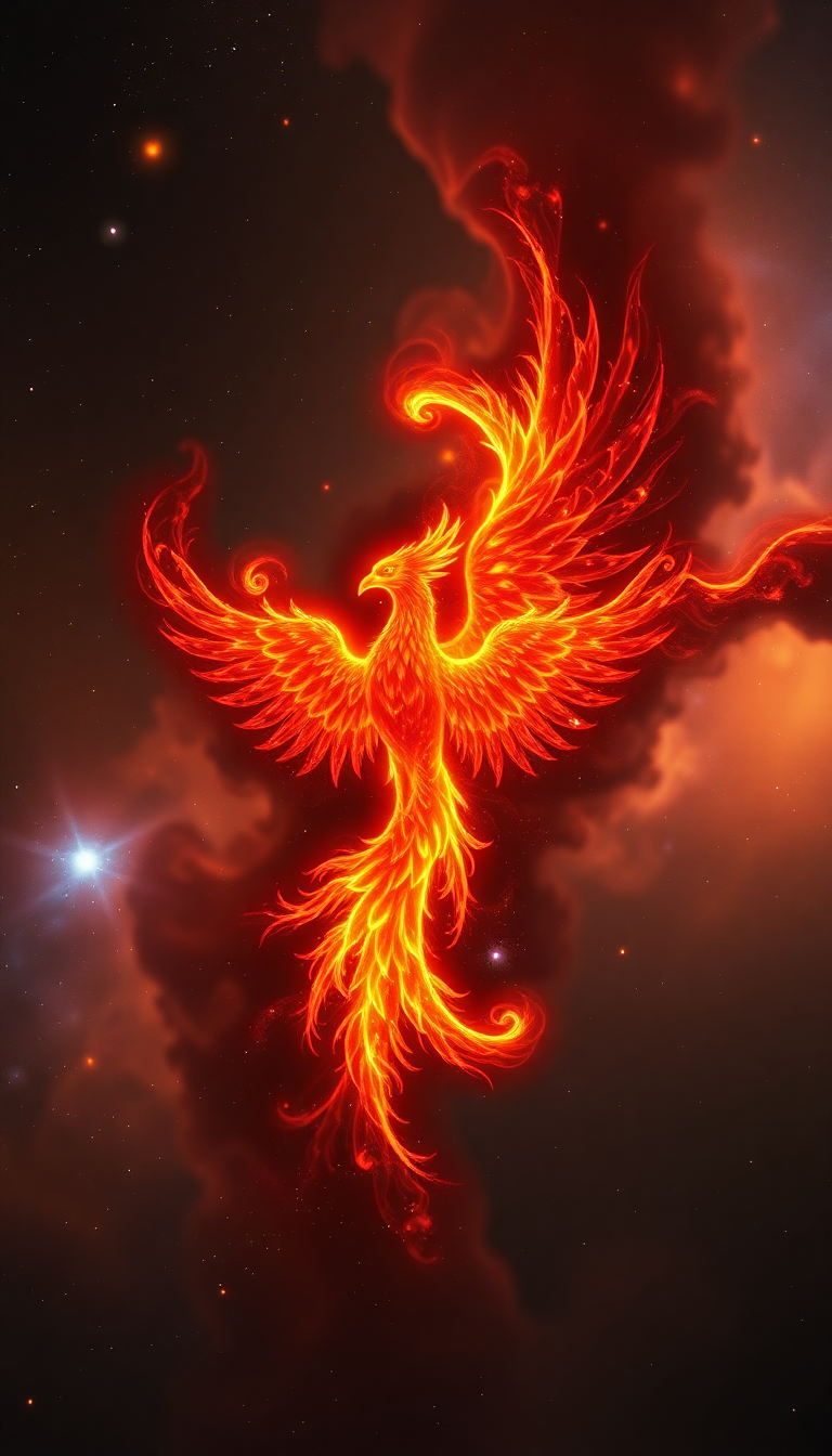 Nebula Shaped Like Phoenix Bird Digital art Wallpaper