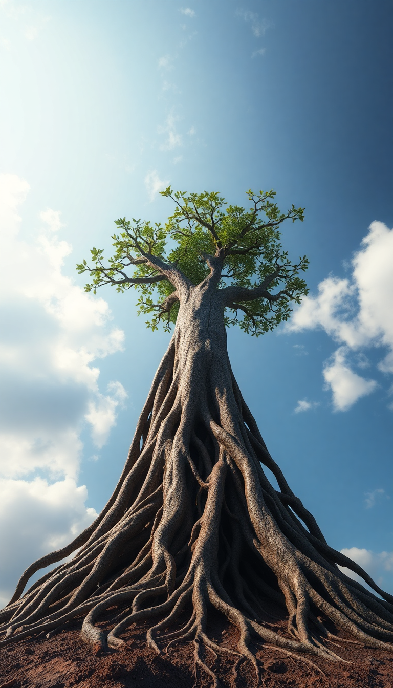 Tree Growing Upside Down Roots Digital art Wallpaper