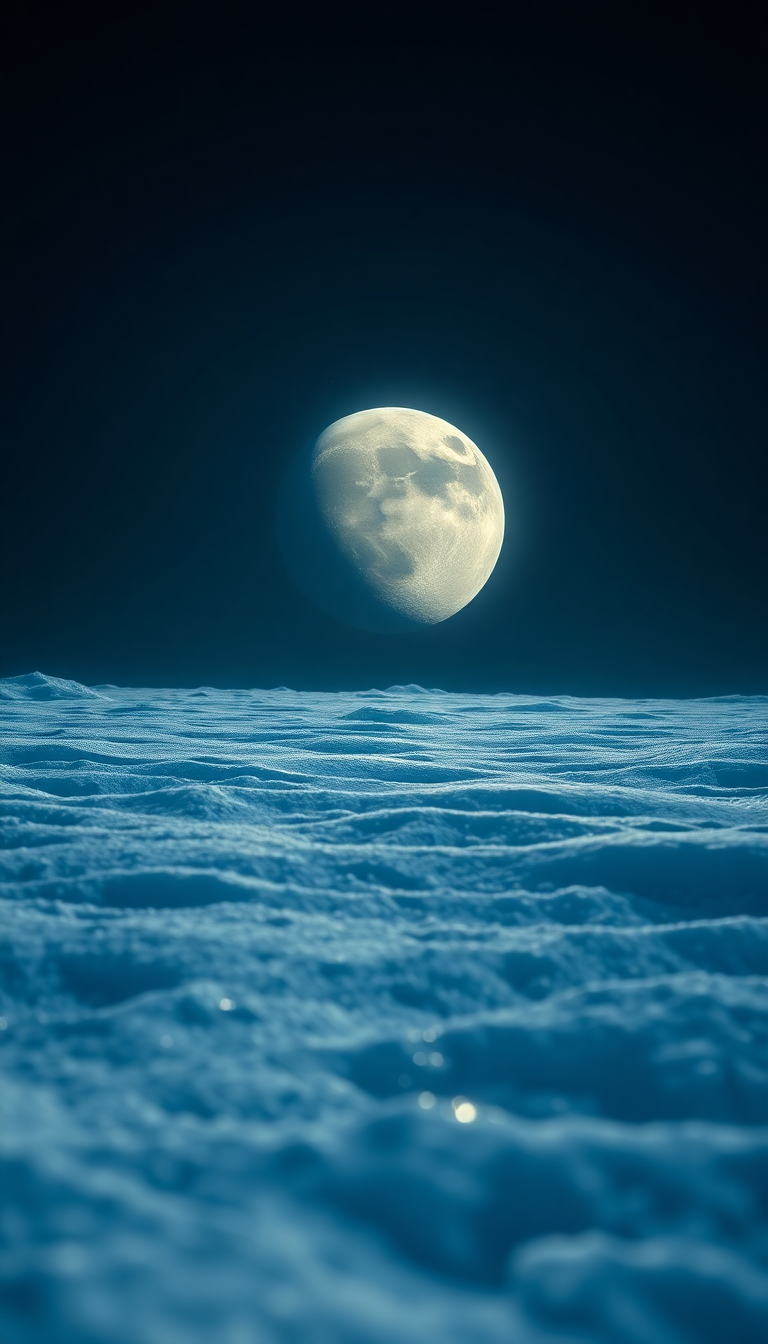 Frozen Moon Surface With Jupiter Photorealistic Wallpaper