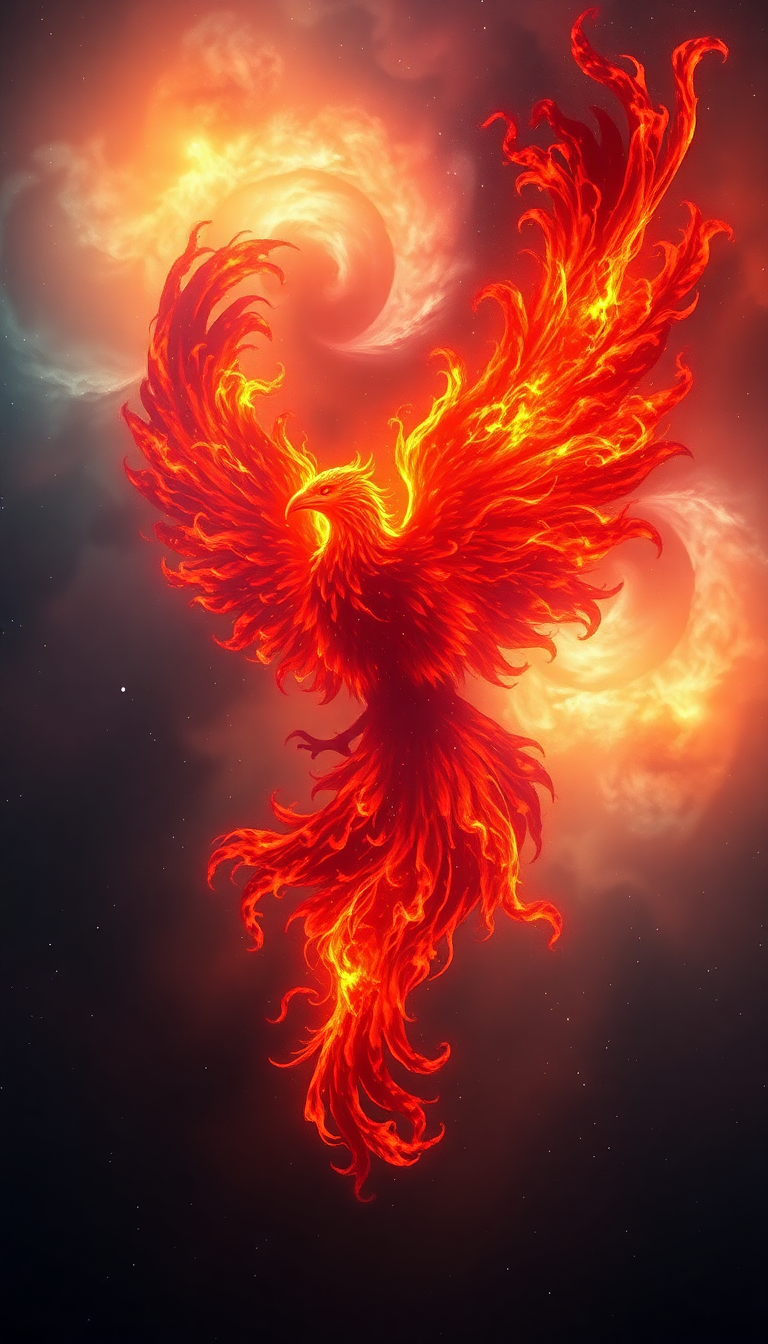 Nebula Shaped Like Phoenix Bird Digital art Wallpaper