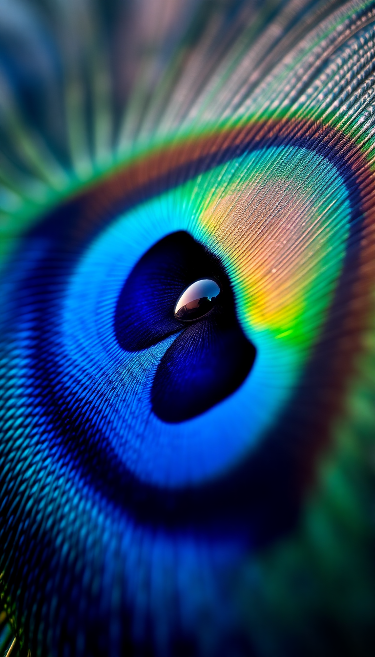 Peacock Feather Macro Iridescent Eye Photorealistic Wallpaper