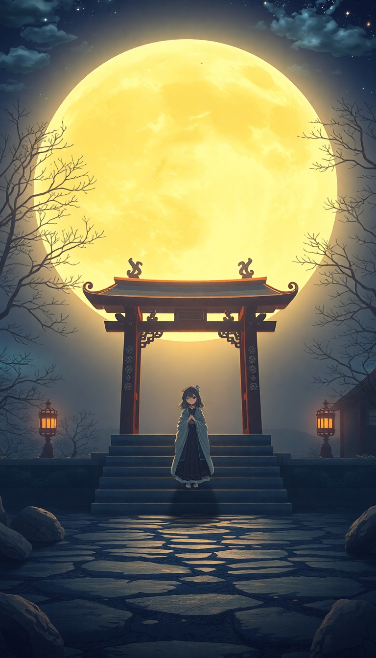 Moonlit Shrine Maiden Anime Mystical Anime Wallpaper