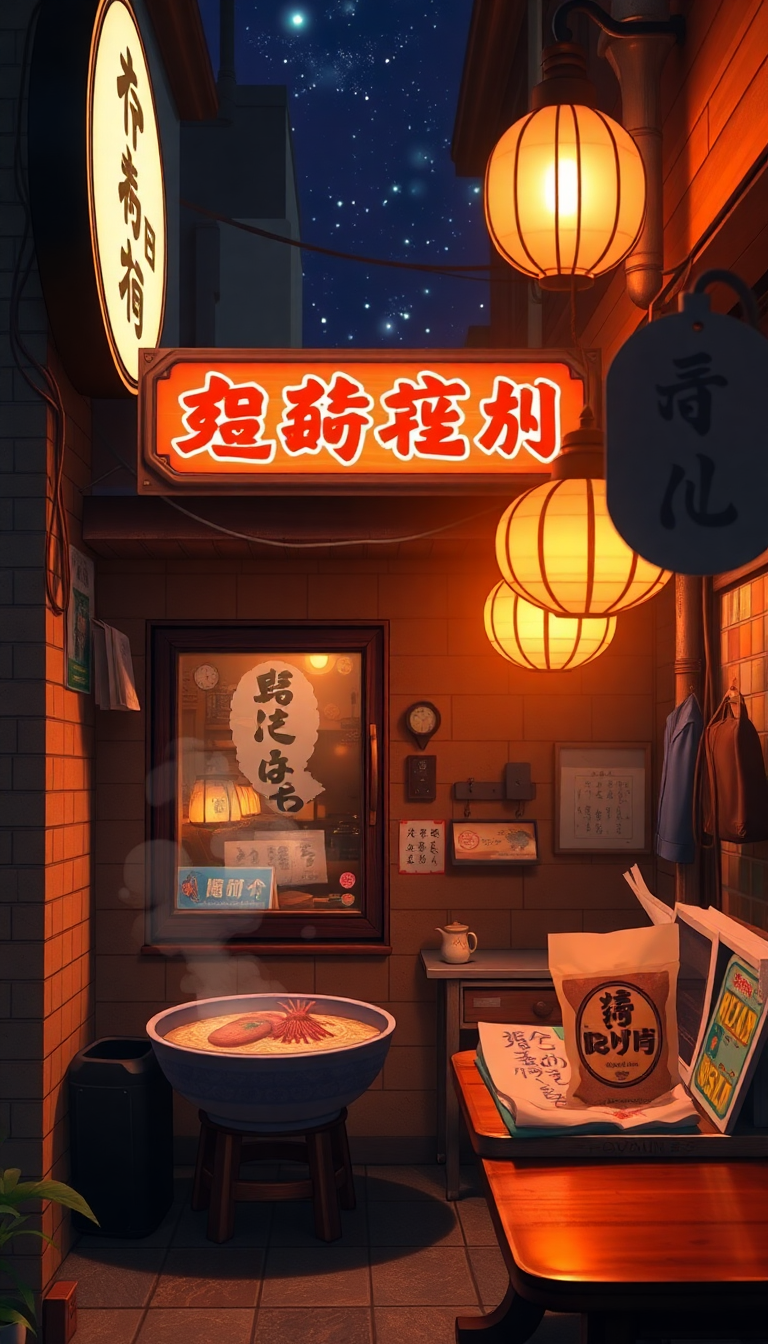 Cozy Ramen Shop At Night Anime Wallpaper