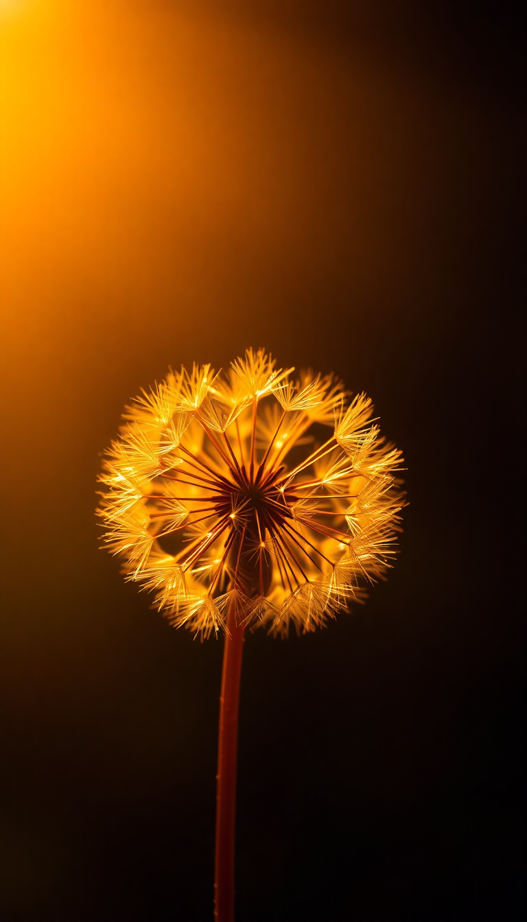 Dandelion Seeds Floating In Golden Aesthetic Wallpaper