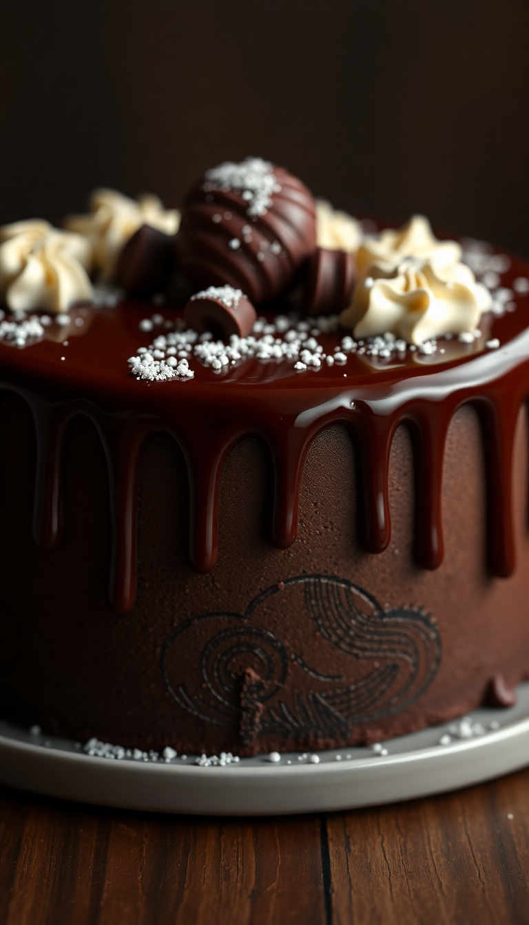 Chocolate Drip Cake Decadent Dessert Photorealistic Wallpaper