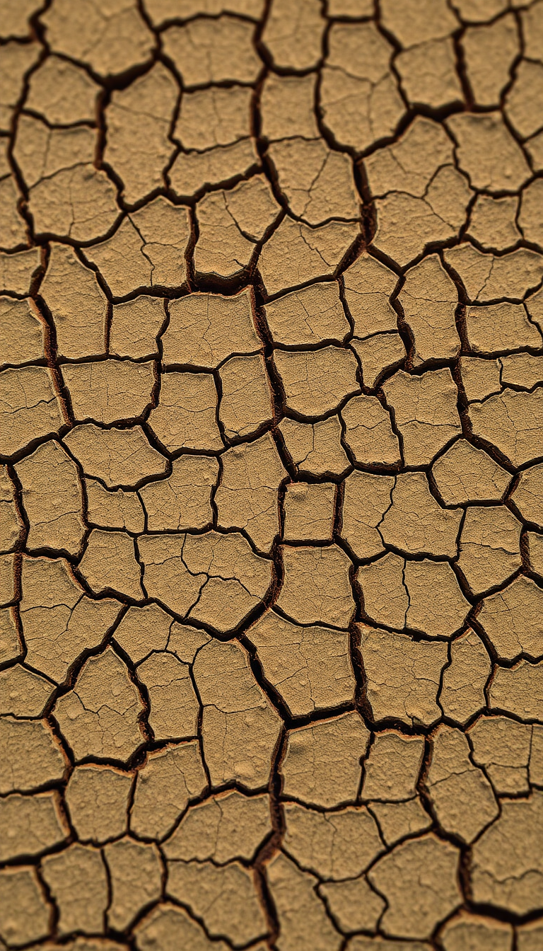 Cracked Earth Drought Pattern Texture Photorealistic Wallpaper