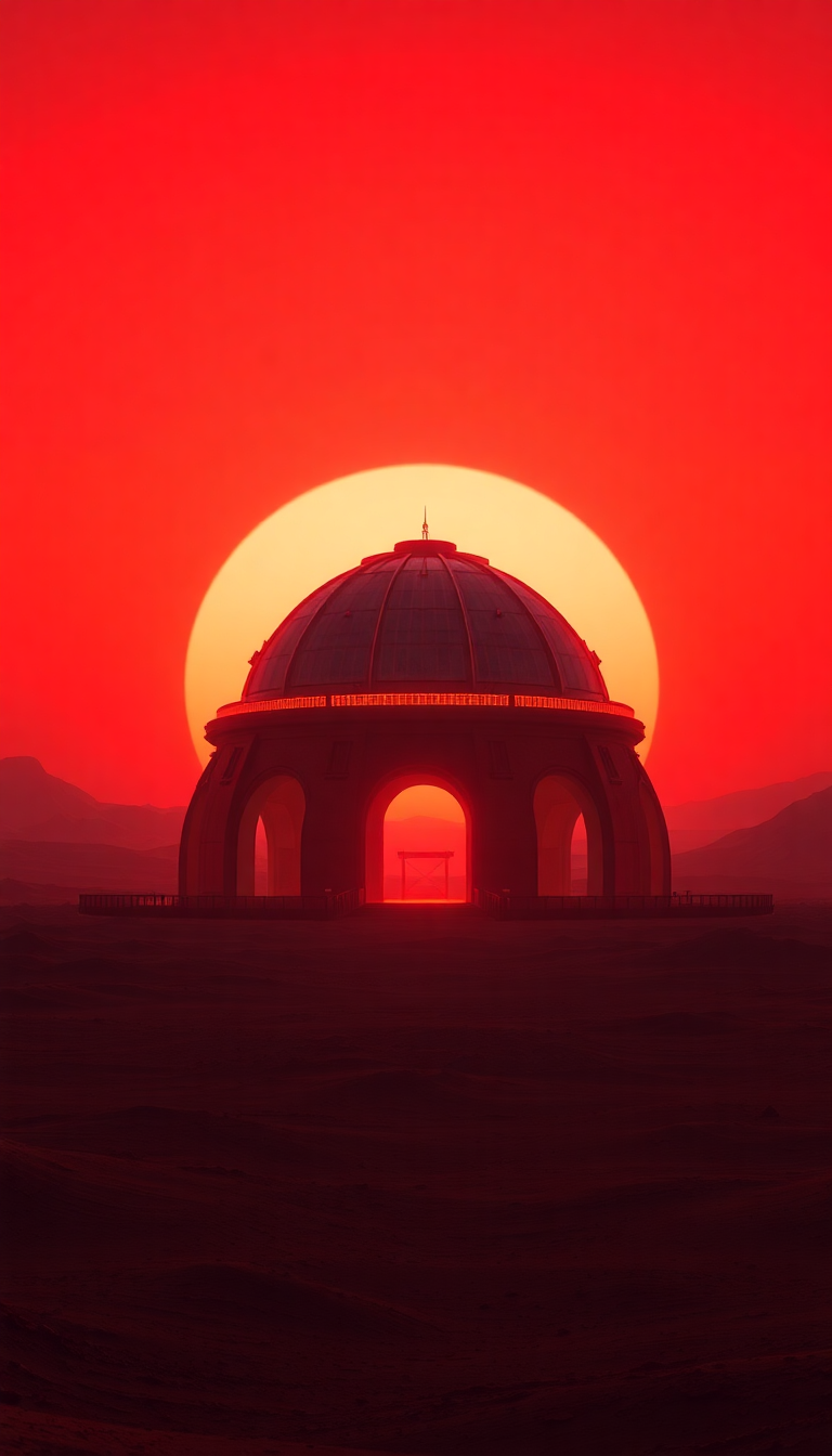 Mars Colony Dome At Sunset Digital art Wallpaper