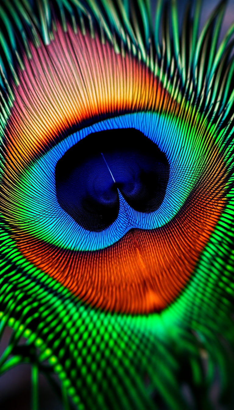 Peacock Feather Macro Iridescent Eye Photorealistic Wallpaper