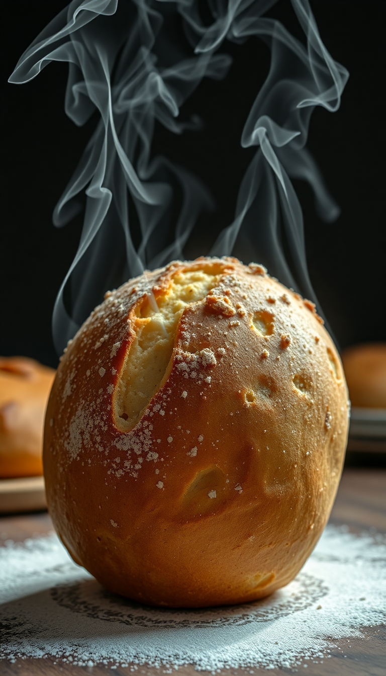 Bread Fresh Baked Steam Rising Photorealistic Wallpaper