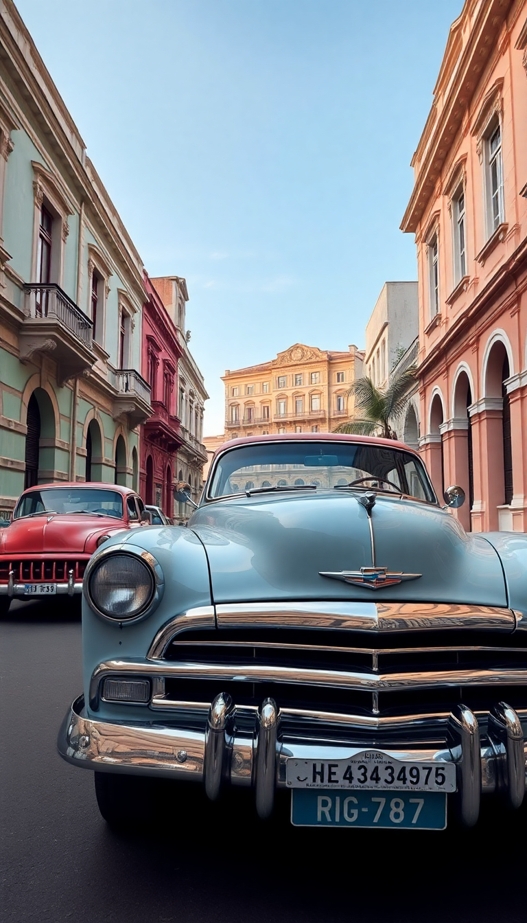 Old Havana Classic Cars Pastel Photorealistic Wallpaper