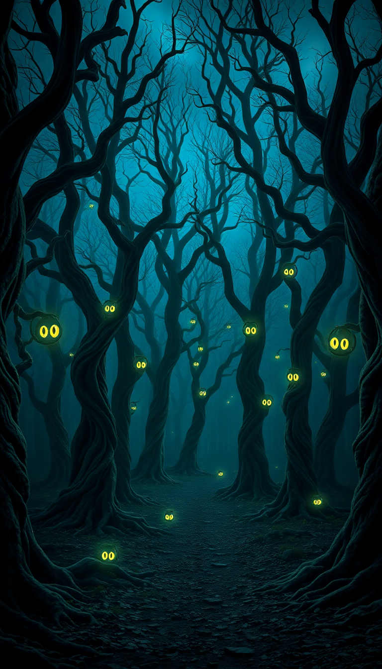 Dark Enchanted Forest Twisted Trees Digital art Wallpaper