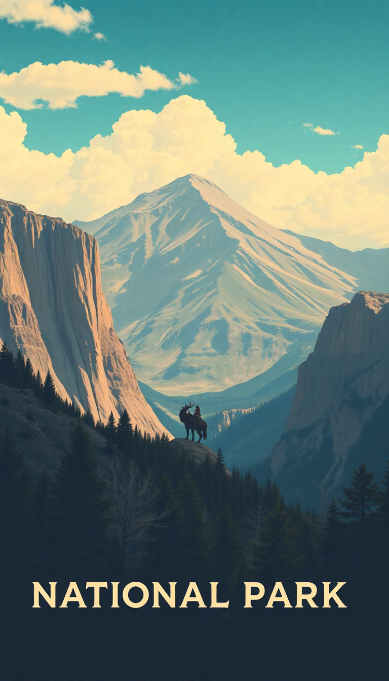 Vintage Travel Poster Style National Digital art Wallpaper