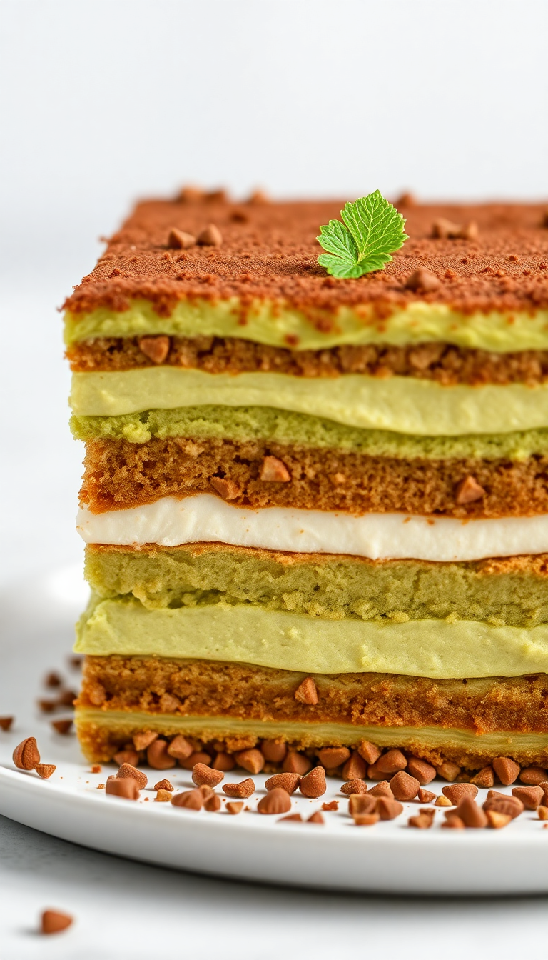 Matcha Tiramisu Layers Green Tea Photorealistic Wallpaper