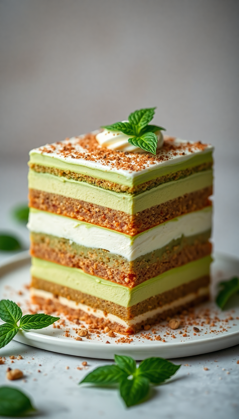 Matcha Tiramisu Layers Green Tea Photorealistic Wallpaper