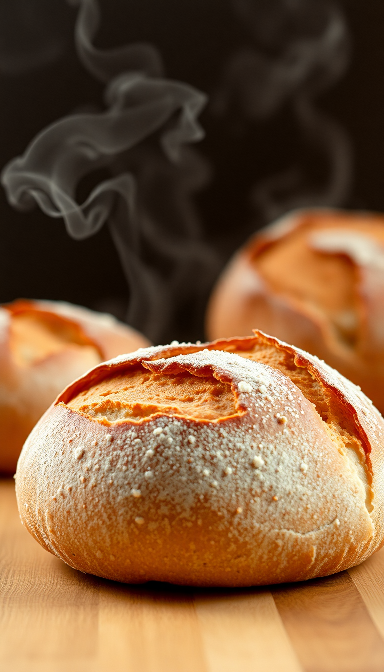 Bread Fresh Baked Steam Rising Photorealistic Wallpaper
