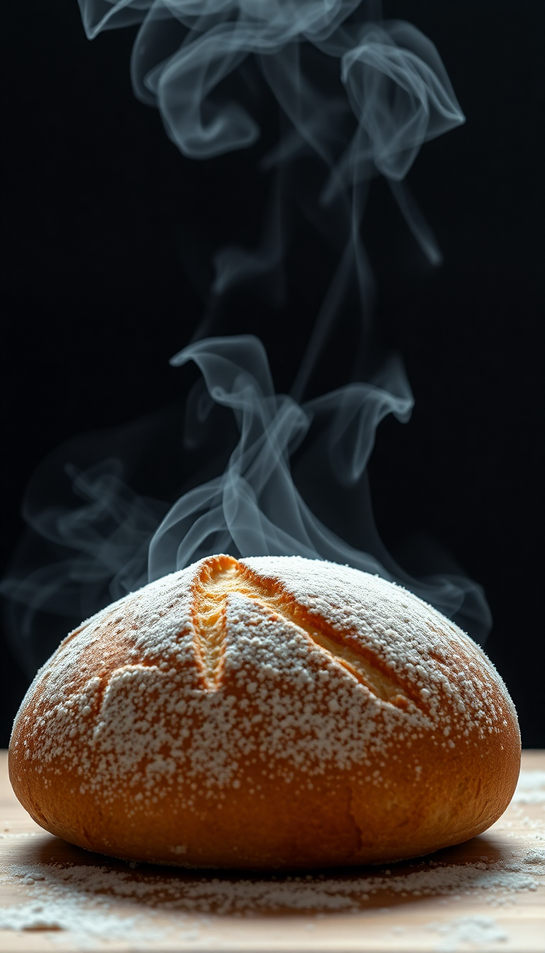 Bread Fresh Baked Steam Rising Photorealistic Wallpaper