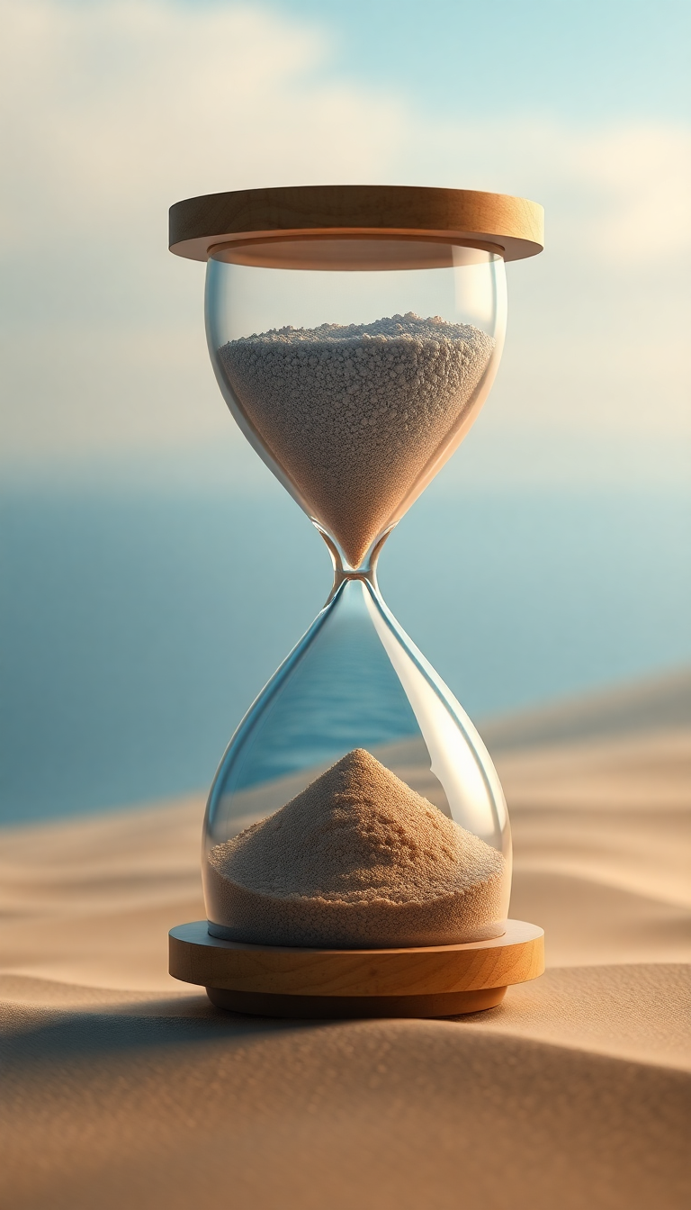 Hourglass Containing Ocean And Desert Digital art Wallpaper