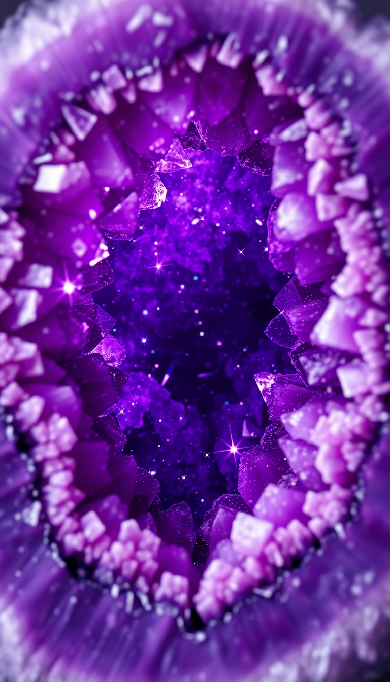 Geode Crystal Interior Purple Amethyst Photorealistic Wallpaper