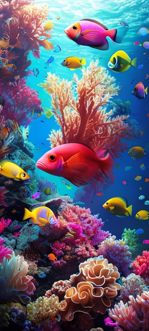 Coral Reef Vibrant Fish Tropical Photorealistic Wallpaper
