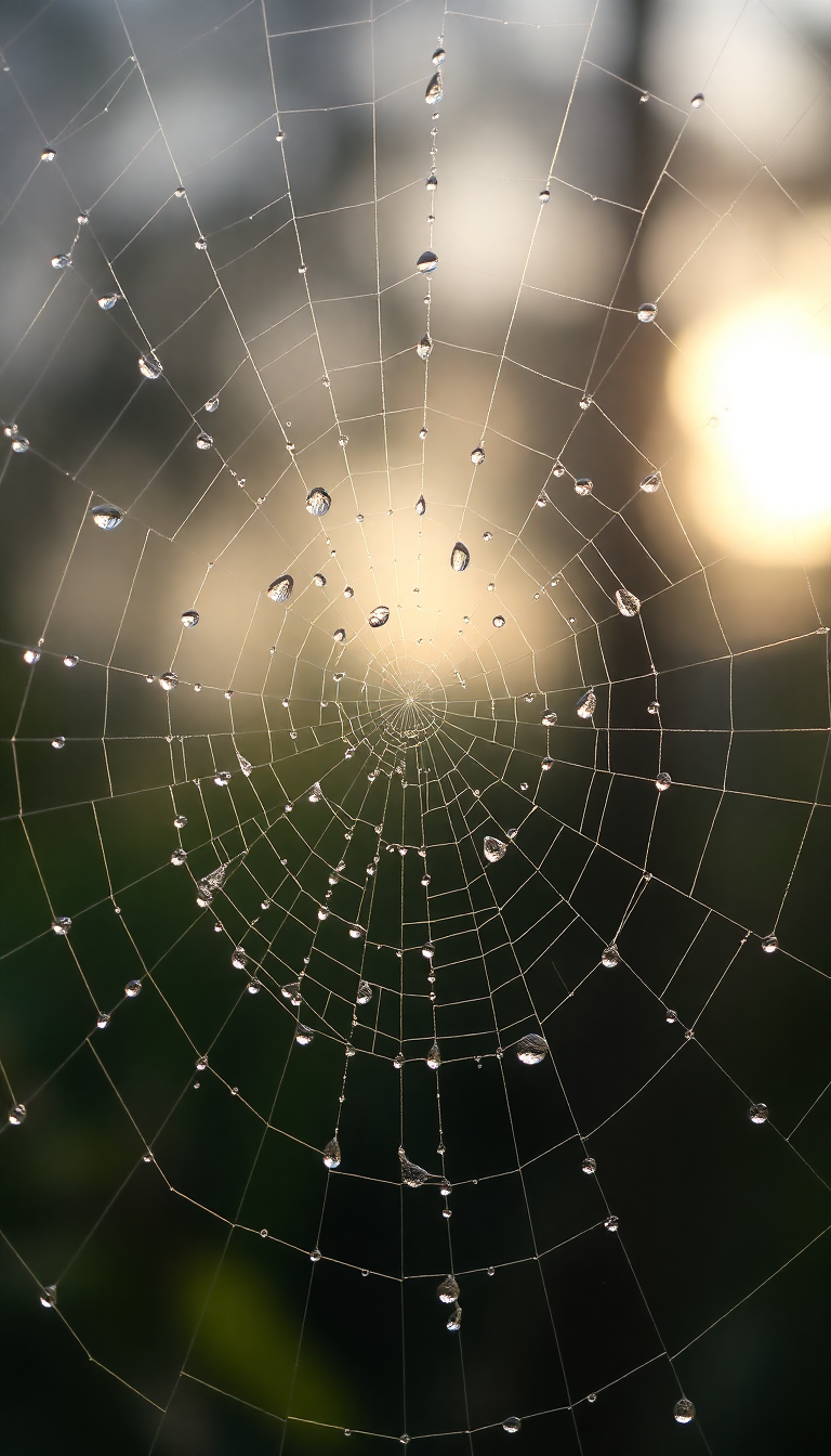 Dew Drops On Spiderweb Morning Aesthetic Wallpaper