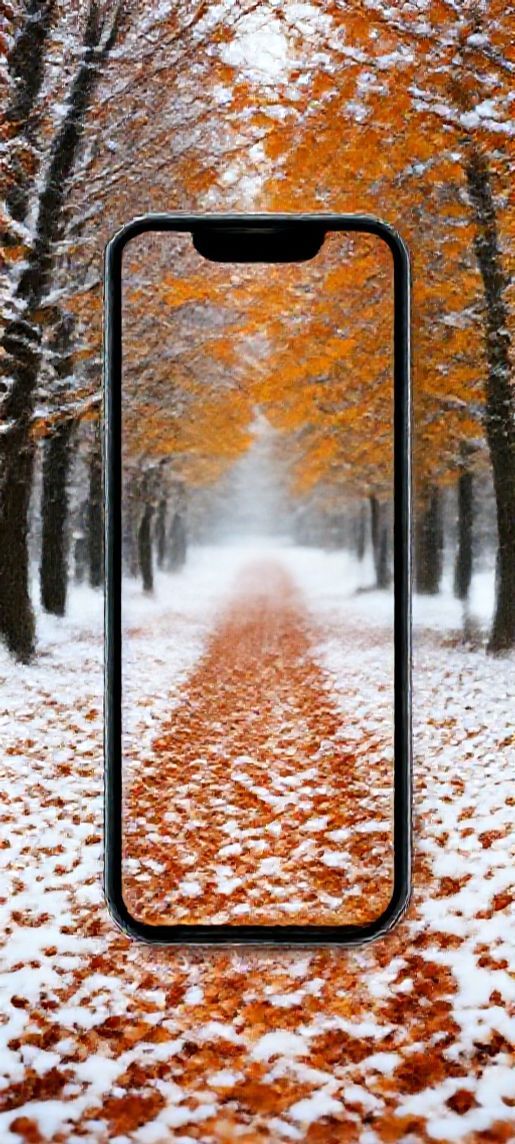 First Snow Falling On Autumn Photorealistic Wallpaper
