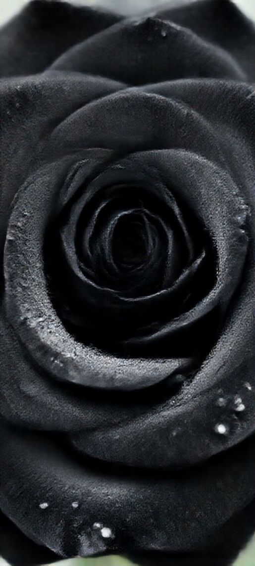Black Rose With Water Droplets Photorealistic Wallpaper