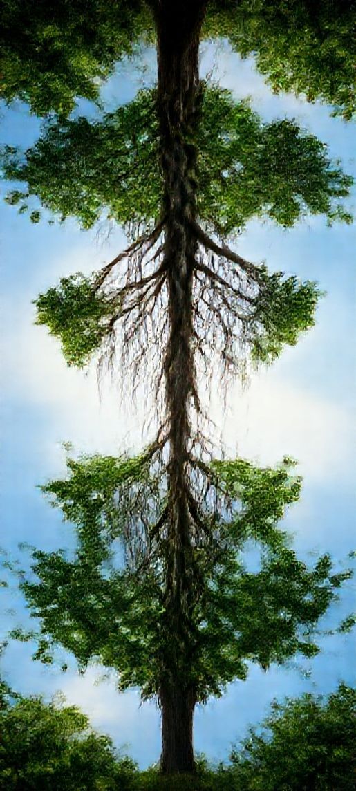 Tree Growing Upside Down Roots Digital art Wallpaper