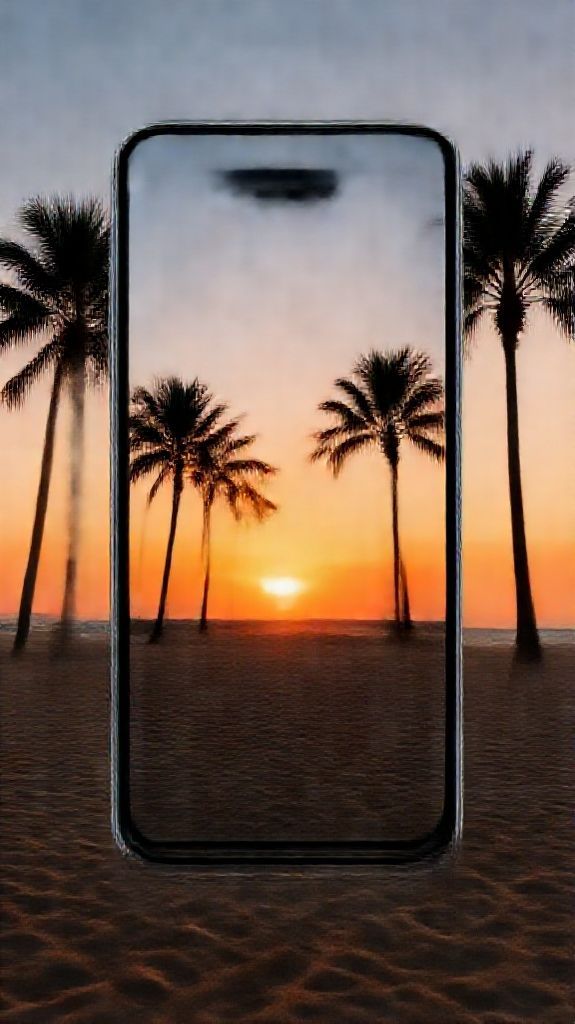 Summer Sunset Beach Silhouette Palm Photorealistic Wallpaper