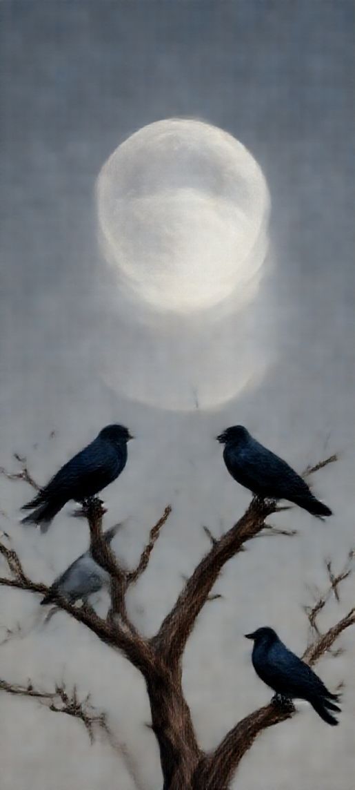 Ravens On Dead Tree Branches Digital art Wallpaper
