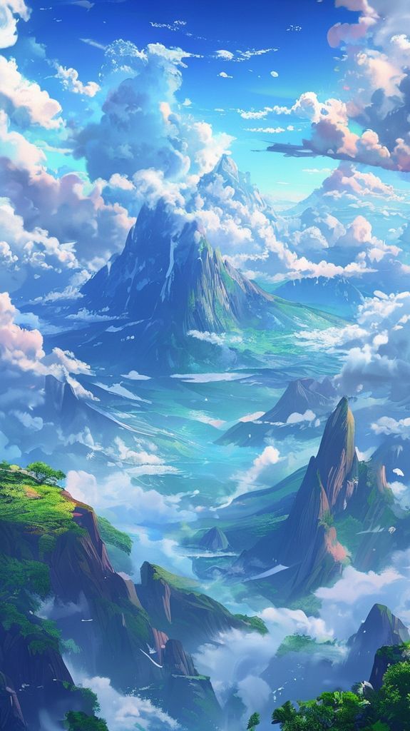 Cloud Sea Above Mountains Anime Anime Wallpaper