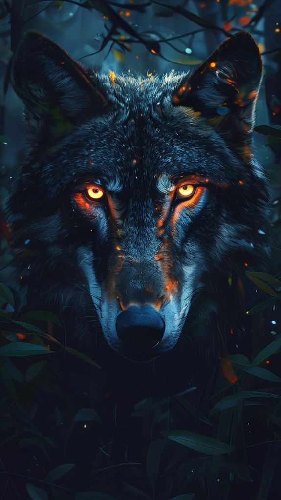 Wolf Eyes Glowing In Dark Digital art Wallpaper