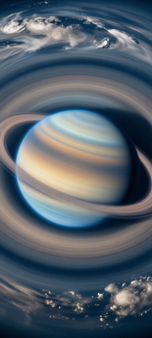 Massive Ringed Planet Rising Over Photorealistic Wallpaper