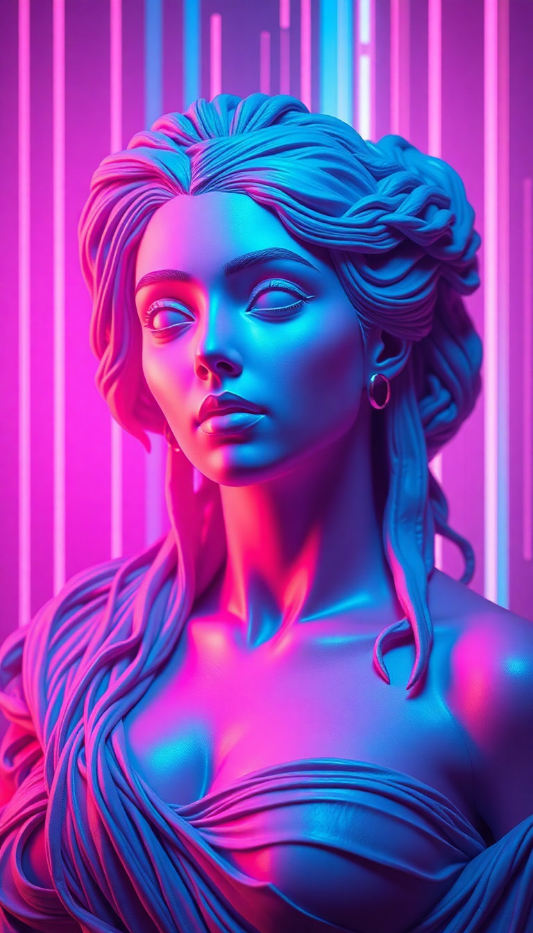 Vaporwave Roman Bust Glitch Aesthetic Digital art Wallpaper