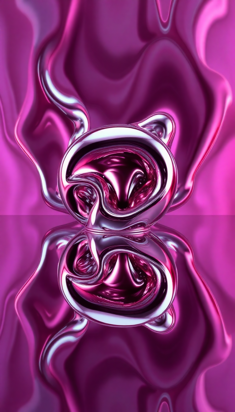 Liquid Chrome Morphing Shapes Reflective Digital art Wallpaper