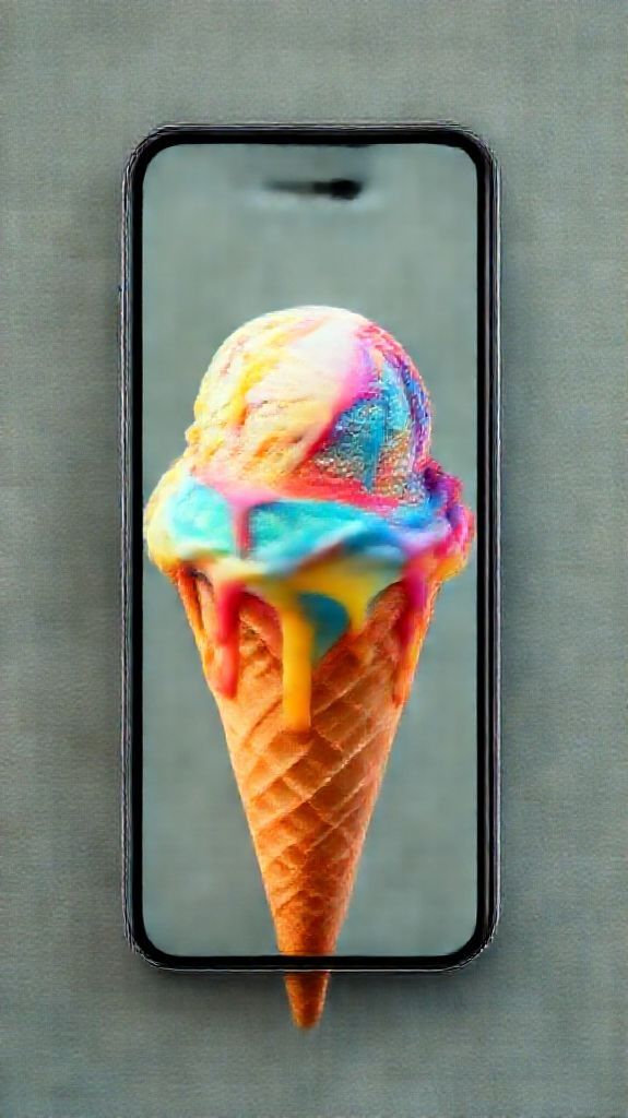 Ice Cream Cone Melting Summer Photorealistic Wallpaper