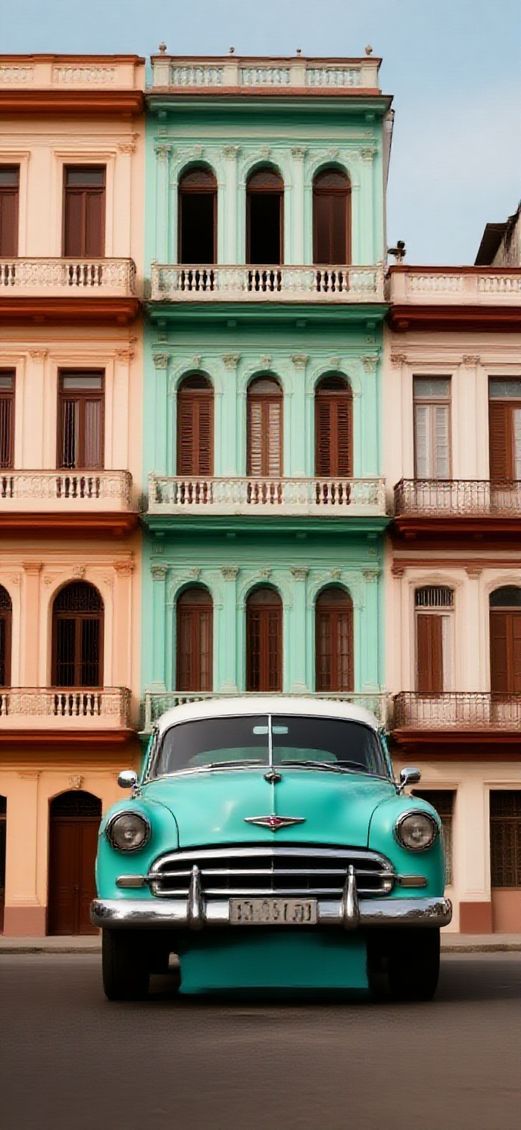 Old Havana Classic Cars Pastel Photorealistic Wallpaper