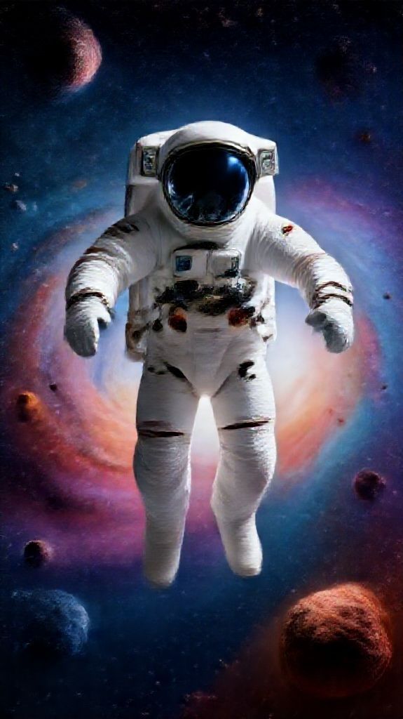 Astronaut Floating Through Colorful Asteroid Digital art Wallpaper