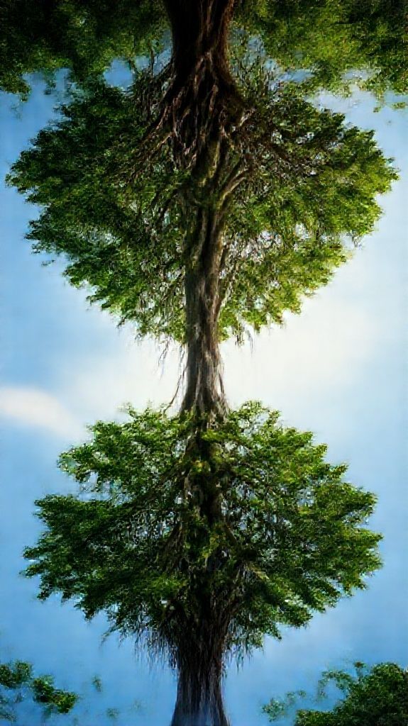 Tree Growing Upside Down Roots Digital art Wallpaper