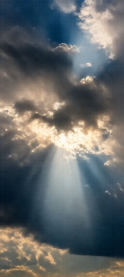 Sun Rays Through Storm Clouds Photorealistic Wallpaper