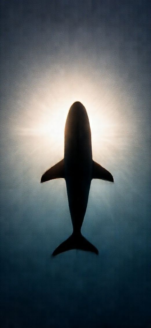 Shark Silhouette From Below Dramatic Photorealistic Wallpaper