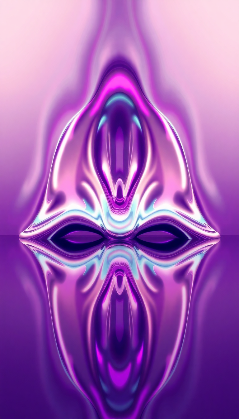 Liquid Chrome Morphing Shapes Reflective Digital art Wallpaper