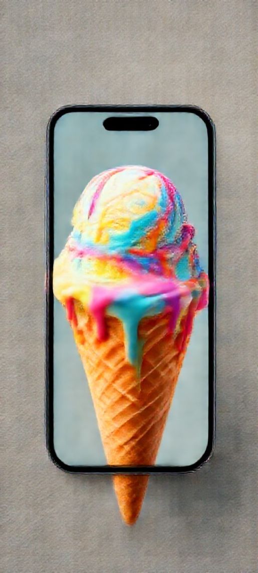 Ice Cream Cone Melting Summer Photorealistic Wallpaper