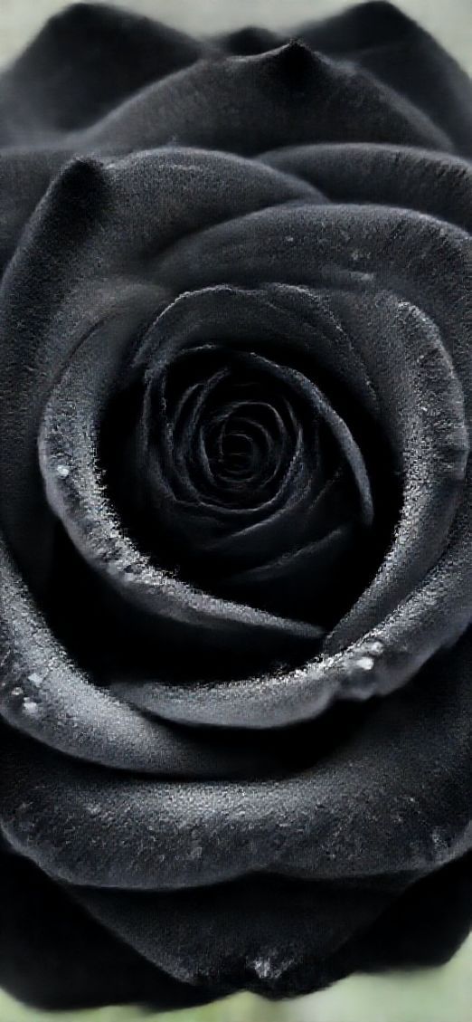 Black Rose With Water Droplets Photorealistic Wallpaper