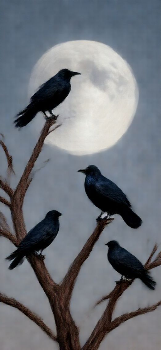 Ravens On Dead Tree Branches Digital art Wallpaper